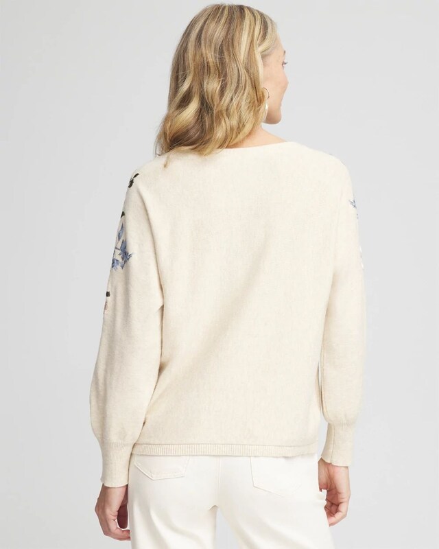 Embroidered Dolman Pullover Sweater - image 3